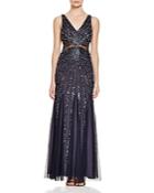 Adrianna Papell Sleeveless V-neck Embellished Gown