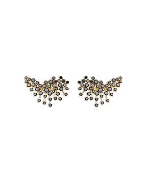Hueb 18k Yellow Gold Luminus Black Diamond Cluster Ear Climbers