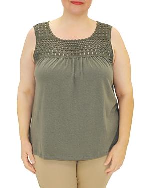 Daniel Rainn Plus Crochet Yoke Top