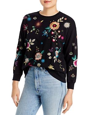 Johnny Was Martine Embroidered Cotton Sweatshirt