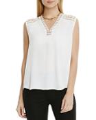 Vince Camuto Lace Inset Sleeveless Top