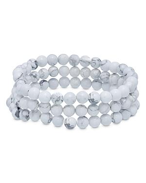 Aqua Triple Row Howlite Beaded Stretch Bracelet - 100% Exclusive