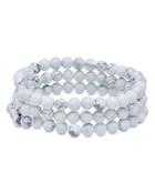 Aqua Triple Row Howlite Beaded Stretch Bracelet - 100% Exclusive