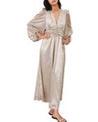 Ba & Sh Celie Metallic Balloon Sleeve Maxi Dress