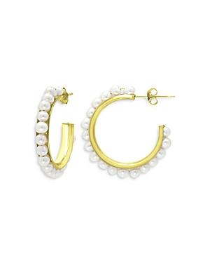 Aqua Freshwater Pearl Beaded Huggie Hoop Earrings In 18k Gold Plated Sterling Silver - 100% Exclusive