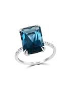 Bloomingdale's London Blue Topaz & Diamond Statement Ring In 14k White Gold - 100% Exclusive