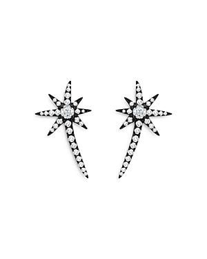 Graziela Gems 18k Black Gold Diamond Shooting Starburst Stud Earrings