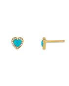 Adinas Jewels Turquoise & Cubic Zirconia Heart Stud Earrings