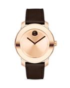Movado Bold Museum Dial Watch With Leather Strap, 36mm