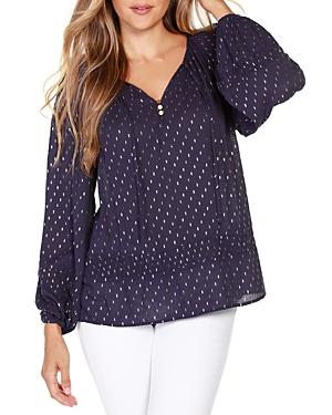 Belldini Split Neck Foil Print Top