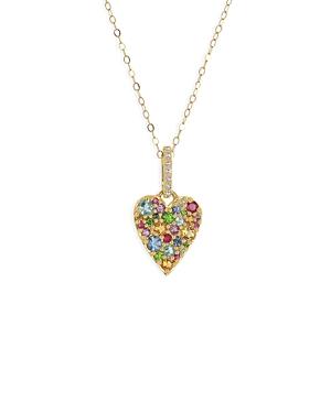 Rachel Reid 14k Yellow Gold Multi Gemstone Heart Pendant Necklace, 17
