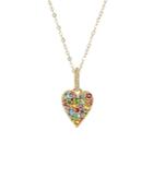 Rachel Reid 14k Yellow Gold Multi Gemstone Heart Pendant Necklace, 17