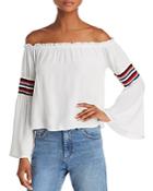 Honey Punch Striped-trim Off-the-shoulder Top