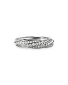 David Yurman Cable Edge Band Ring In Recycled Sterling Silver With Pave Diamonds