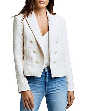 L'agence Brooke Double Breasted Cropped Tweed Blazer