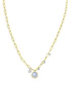 Meira T 14k Yellow & White Gold Rainbow Moonstone & Diamond Charm Necklace, 16