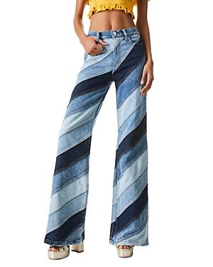 Alice And Olivia Beautiful High Rise Wide Leg Jeans In Indigo Twirl Patchwork