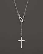 Diamond Infinity And Dangle Cross Pendant In 14k White Gold, .25 Ct. T.w. - 100% Exclusive