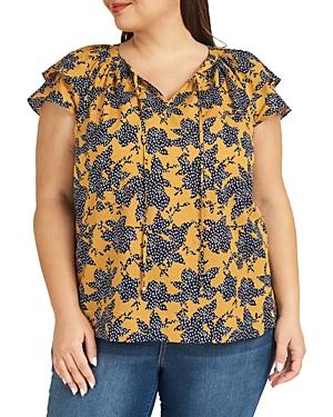 Daniel Rainn Plus Spotted Floral Print Top