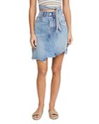 Free People Going Rogue Asymmetric Denim Skirt In Washed Denim