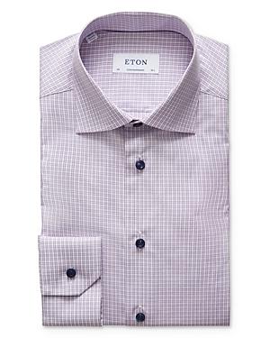 Eton Poplin Plaid Regular Fit Dress Shirt