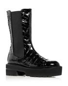 Stuart Weitzman Women's Presley Ultralift Croc Embossed Mid Calf Boots