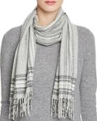 C By Bloomingdale's Border Plaid Cashmere Scarf