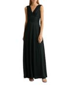 Lauren Ralph Lauren Pleated Sleeveless V Neck Gown