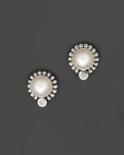 Lagos Luna Sterling Silver Diamond And Cultured Freshwater Pearl Stud Earrings