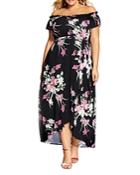 City Chic Plus Off-the-shoulder Floral-print Maxi Dress