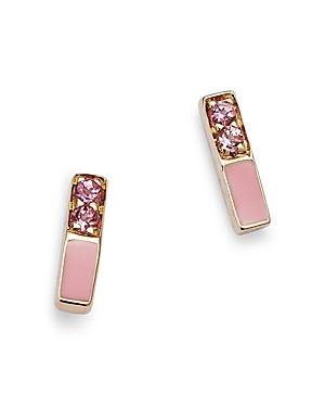 Moon & Meadow 14k Yellow Gold Pink Tourmaline & Enamel Stud Earrings