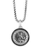 David Yurman Men's Sterling Silver St. Christopher Medallion Amulet With Pave Black Diamonds