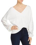 French Connection Severine Lace-sleeve V-neck Sweater