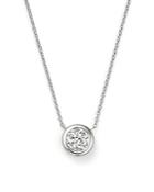 Roberto Coin 18k White Gold Bezel-set Diamond Solitaire Pendant Necklace, 16