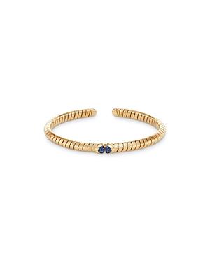 Marina B 18k Yellow Gold Trisolina Blue Sapphire Cuff Bracelet