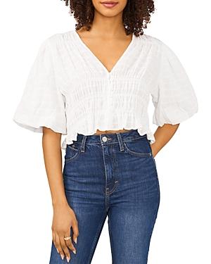 1.state Button Front Smocked Crop Top