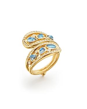 Temple St. Clair 18k Yellow Gold Blue Moonstone Arabesque Ring