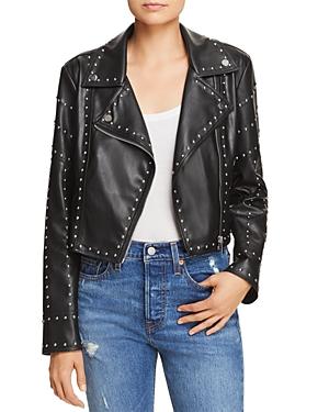 Sunset + Spring Studded Cropped Faux Leather Moto Jacket - 100% Exclusive