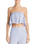 Sage The Label Wild One Striped Strapless Cropped Top