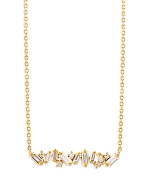Suzanne Kalan 18k Yellow Gold Fireworks Diamond Baguette Bar Cluster Pendant Necklace, 16-18