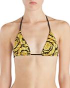 Versace Animal Print Triangle Bikini Top