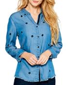 Nic+zoe Denim Dot Button Front Top