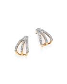 Adina Reyter 14k Yellow Gold Pave Diamond Triple Huggie Hoop Earrings