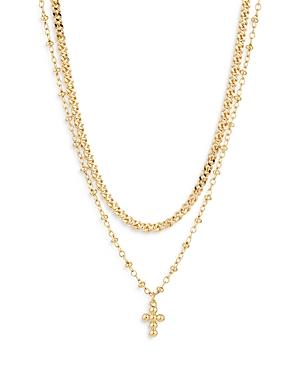 Nadri Double Chain Cross Pendant Necklace, 16