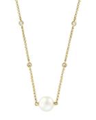 Bloomingdale's Freshwater Pearl & Diamond Bezel Station Necklace In 14k Yellow Gold, 18 - 100% Exclusive