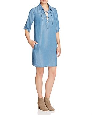 Alison Andrews Lace-up Chambray Shirt Dress
