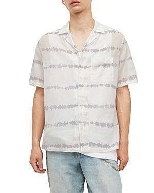 Allsaints Swell Cotton Tie Dyed Stripe Relaxed Fit Button Down Camp Shirt