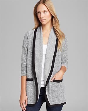Three Dots Open Cardigan With Contrast Trim