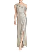 Lauren Ralph Lauren Metallic One-shoulder Gown