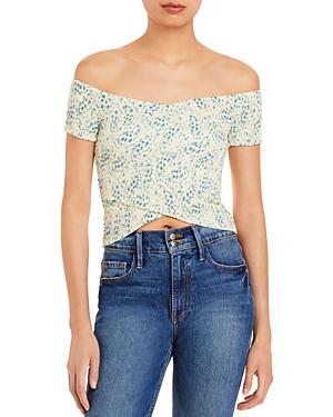 Aqua Printed Off-the-shoulder Top - 100% Exclusive